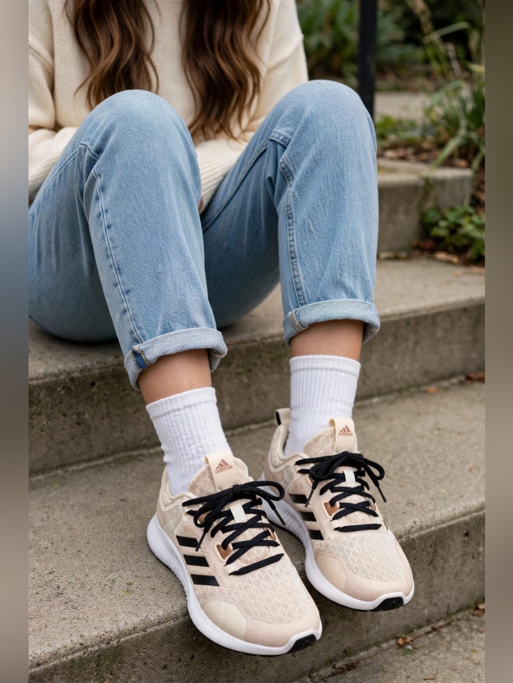 Adidas Edge Bounce Sneakers Womens 7.5 Beige Black G54116 Bounce Running